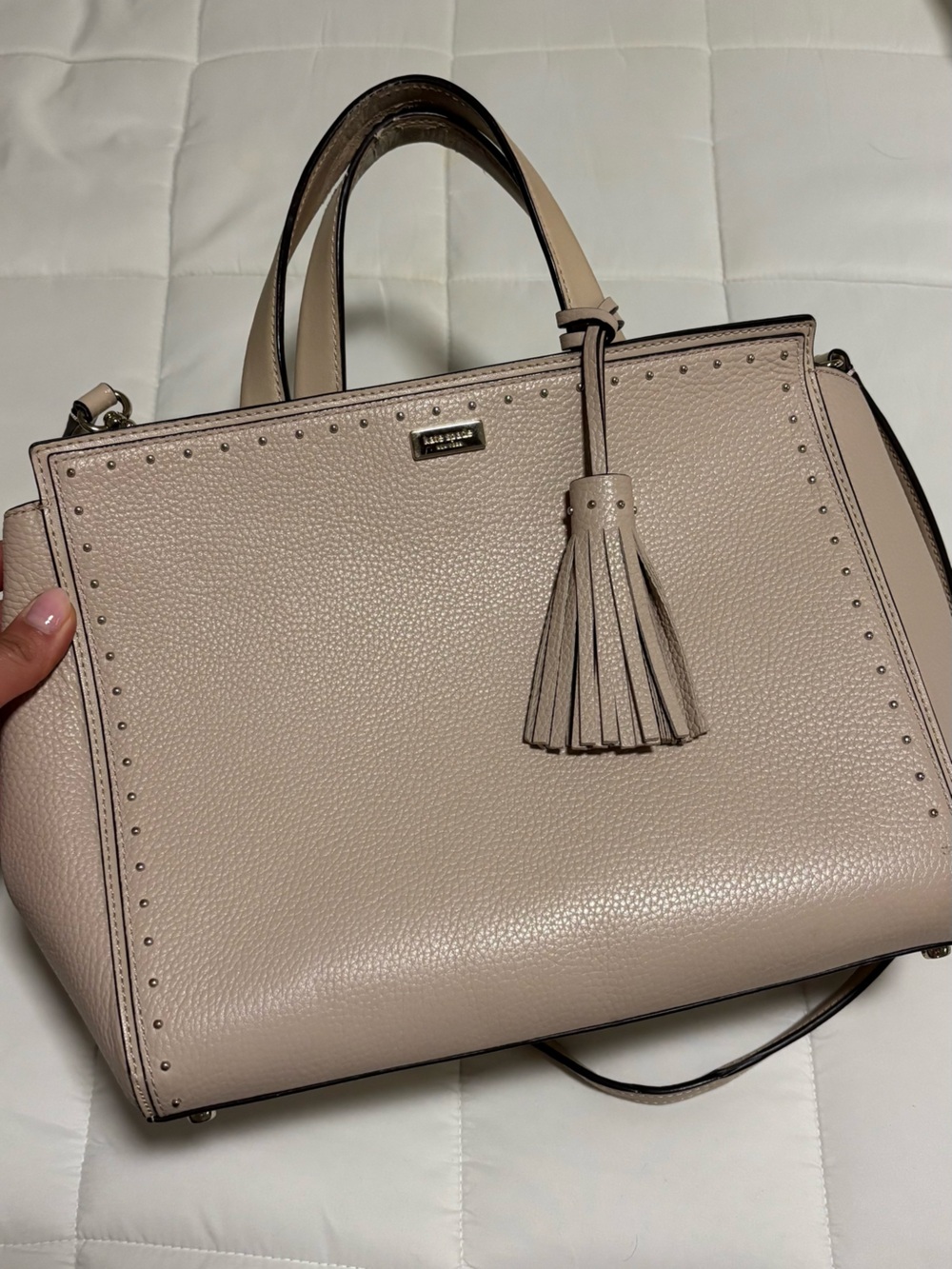 Kate Spade Pebbled Tassel Tote Bag in Blush